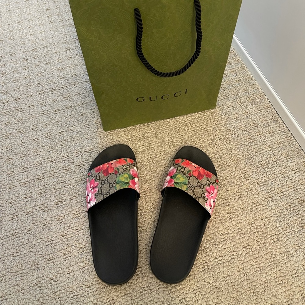 Gucci blooms floral slide sandal